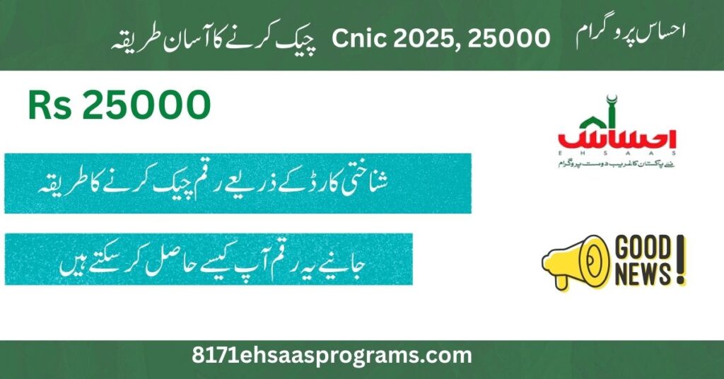 Ehsaas Program 25,000 CNIC Check 2025 – Eligibility, CNIC Confirmation & Payment Guide